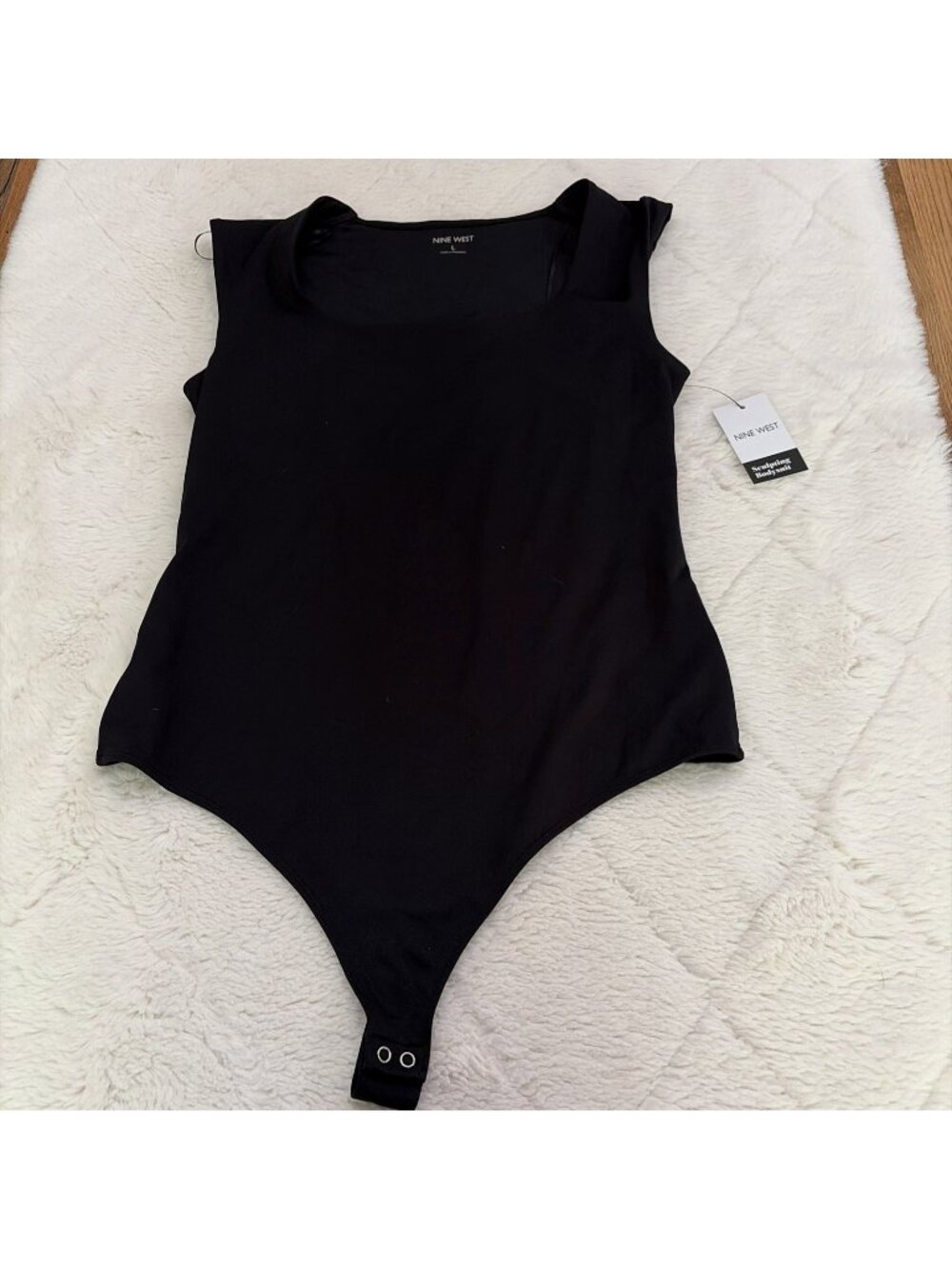 Nine West Women’s NWT Black Sculpting Bodysuit Large Comfort Stretch